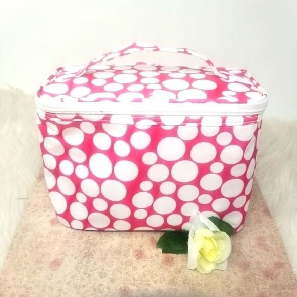 PINK POLKA DOT MAKEUP BAG - Picture 1 of 10